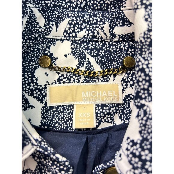 Michael Kors Womens Navy  Floral Button-Up Jacket XXS - Picture 4 of 5